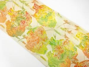 本場筑前博多　壺に木立模様織り出し　名古屋帯